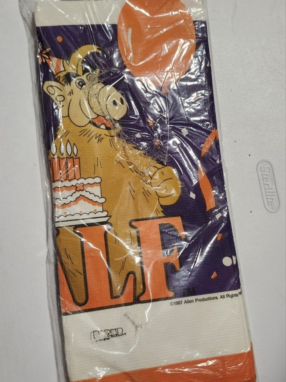 Vintage 1987 Alf Tablecloth Paper New Old Stock Sealed Pop Culture TV Show 80s